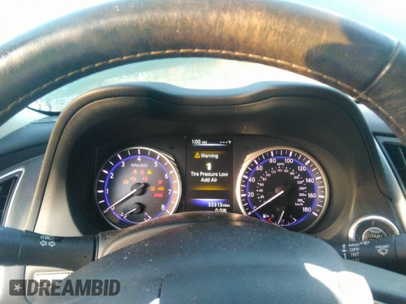 2016 Infiniti Q50 2.0t Premium with VIN JN1CV7AR5GM253535, listed as a IAAI auction lot 41198042 with 53,313 mi miles. Bid and sale history available at carsss.com. Image 7.