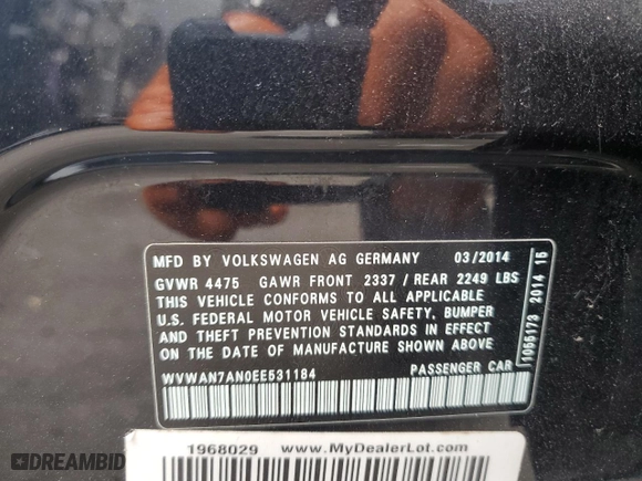 2014 Volkswagen CC R-Line with VIN WVWAN7AN0EE531184, listed as a Copart auction lot 78617334 with 116,809 mi miles and Salvage Title. Bid and sale history available at carsss.com. Image 13.