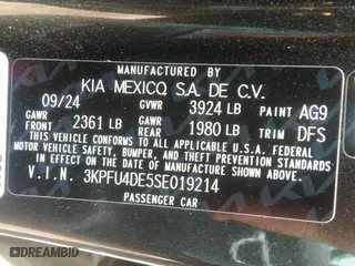 2025 Kia K4 EX with VIN 3KPFU4DE5SE019214, listed as a IAAI auction lot 41959184 with 2,438 mi miles. Bid and sale history available at carsss.com. Image 9.