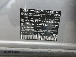 2012 Mercedes-Benz GL-Class GL 450 with VIN 4JGBF7BE2CA789948, listed as a Copart auction lot 67924834 with 0 mi miles and Clean Title. Bid and sale history available at carsss.com. Image 13.