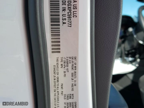 2023 Dodge Durango GT Plus with VIN 1C4RDJDGXPC591777, listed as a Copart auction lot 85515464 with 19,137 mi miles and Non Repairable. Bid and sale history available at carsss.com. Image 15.