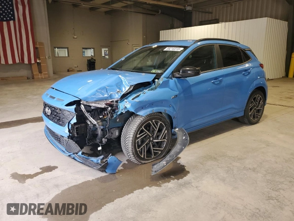 2022 Hyundai Kona N Line with VIN KM8K3CA34NU902544, listed as a Copart auction lot 58210315 with 57,899 mi miles and Salvage title. Bid and sale history available at DreamBid. Image 1.