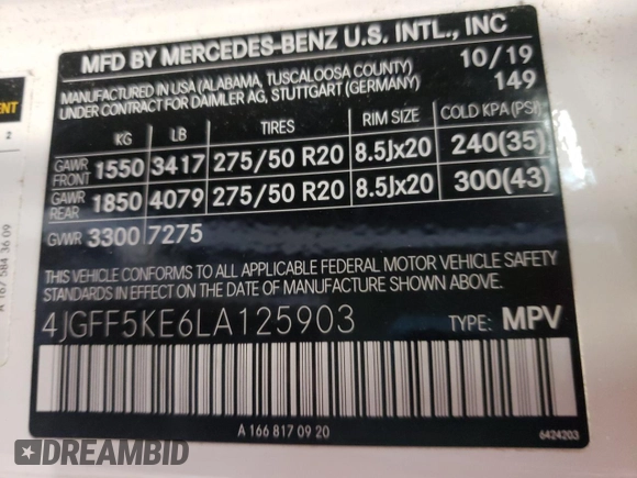 2020 Mercedes-Benz GLS with VIN 4JGFF5KE6LA125903, listed as a Copart auction lot 44027823 with 22,756 mi miles. Bid and sale history available at carsss.com. Image 15.