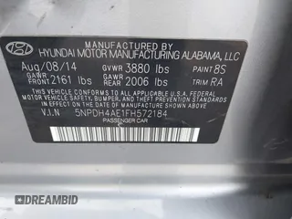 2015 Hyundai Elantra SE z VIN 5NPDH4AE1FH572184, wystawiony jako IAAI lot #41891020 z przebiegiem 261 395 mil mil oraz . Historia ofert i sprzedaży dostępna na DreamBid. Obrazek 9.