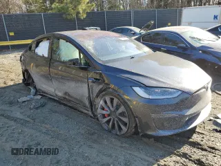 2024 Tesla Model X Plaid with VIN 7SAXCBE61RF448716, listed as a Copart auction lot 42599075 with Not Provided miles and Salvage Title. Bid and sale history available at DreamBid. Image 4.