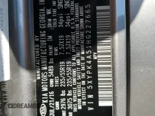 2017 Kia Sorento SX z VIN 5XYPK4A51HG227665, wystawiony jako Copart lot #47997735 z przebiegiem 137 213 mil mil oraz Szkoda całkowita • Salvage title. Historia ofert i sprzedaży dostępna na DreamBid. Obrazek 13.