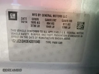 2014 Chevrolet Sonic LT with VIN 1G1JC5SH0E4201045, listed as a Copart auction lot 78713664 with 112,366 mi miles and Salvage Title. Bid and sale history available at carsss.com. Image 14.