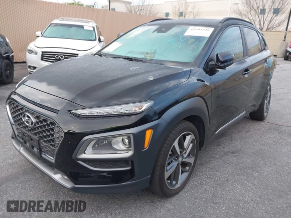 2021 Hyundai Kona Limited with VIN KM8K33A5XMU677871, listed as a IAAI auction lot 41593228 with 28,197 mi miles. Bid and sale history available at carsss.com. Image 2.