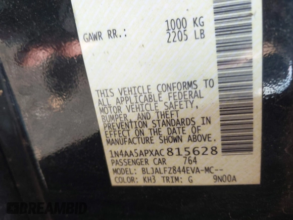 2010 Nissan Maxima SV с VIN 1N4AA5APXAC815628, выставлен на аукционе IAAI как лот 42645791 с пробегом 169 237 миль миль и . История ставок и продаж доступна на DreamBid. Изображение 9.