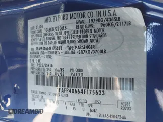 2004 Ford Mustang Standard with VIN 1FAFP40664F175623, listed as a IAAI auction lot 42147276 with 105,563 mi miles and . Bid and sale history available at DreamBid. Image 9.