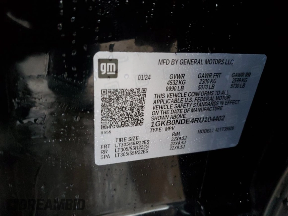 2024 GMC Hummer EV 2X z VIN 1GKB0NDE4RU104402, wystawiony jako Copart lot #50191545 z przebiegiem 15 506 mil mil oraz Szkoda całkowita • Salvage title. Historia ofert i sprzedaży dostępna na DreamBid. Obrazek 14.