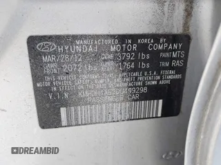 2013 Hyundai Elantra GLS с VIN KMHDH4AE3DU499298, выставлен на аукционе IAAI как лот 42366091 с пробегом 142 211 миль миль и . История ставок и продаж доступна на DreamBid. Изображение 9.