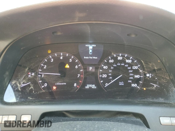 2010 Lexus LS 460 with VIN JTHBL5EF7A5101341, listed as a Copart auction lot 52371455 with 209,048 mi miles and Salvage Title. Bid and sale history available at carsss.com. Image 9.