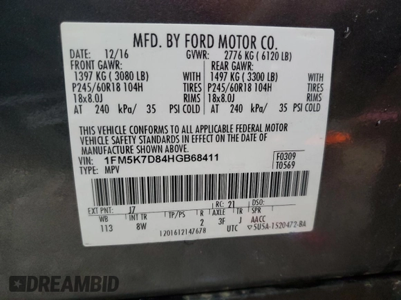 2017 Ford Explorer XLT with VIN 1FM5K7D84HGB68411, listed as a Copart auction lot 51478855 with 188,438 mi miles and Salvage Title. Bid and sale history available at DreamBid. Image 13.