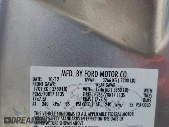 2013 Ford F-150 XL with VIN 1FTFW1ET2DFA52069, listed as a Copart auction lot 49722295 with 0 mi miles and Salvage Title. Bid and sale history available at carsss.com. Image 12.