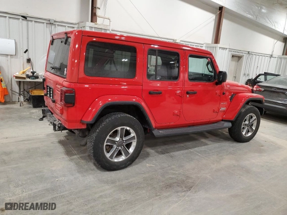 2019 Jeep Wrangler Unlimited Sahara with VIN 1C4HJXEG0KW637601, listed as a Copart auction lot 42678625 with 73,367 mi miles and Salvage Title. Bid and sale history available at carsss.com. Image 3.