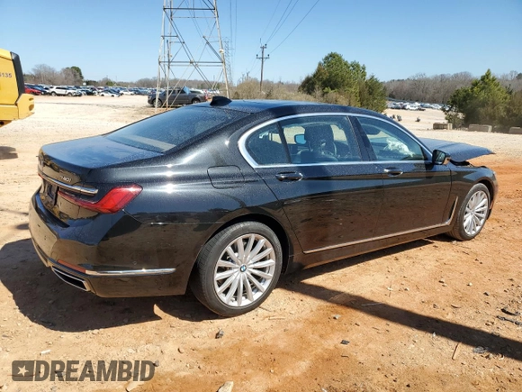 2020 BMW 7 Series 740i with VIN WBA7T2C07LCD79725, listed as a Copart auction lot 48498255 with 57,580 mi miles and Salvage title. Bid and sale history available at DreamBid. Image 3.