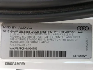 2017 Audi A6 Premium with VIN WAUF8AFC5HN064783, listed as a Copart auction lot 49827245 with 51,014 mi miles and Salvage Title. Bid and sale history available at carsss.com. Image 13.