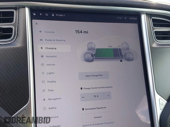 2016 Tesla Model S 90D with VIN 5YJSA1E22GF155747, listed as a IAAI auction lot 42630085 with 97,896 mi miles and . Bid and sale history available at DreamBid. Image 17.