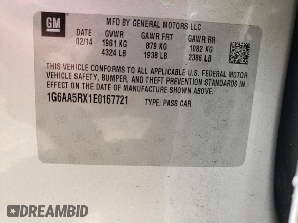 2014 Cadillac ATS Standard RWD z VIN 1G6AA5RX1E0167721, wystawiony jako Copart lot #53982705 z przebiegiem 160 328 mil mil oraz Szkoda całkowita • Salvage title. Historia ofert i sprzedaży dostępna na DreamBid. Obrazek 13.