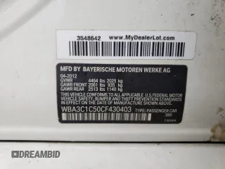 2012 BMW 3 Series 328i с VIN WBA3C1C50CF430403, выставлен на аукционе Copart как лот 56896395 с пробегом Не указан миль и Списание • Salvage title. История ставок и продаж доступна на DreamBid. Изображение 12.