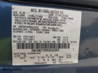 2009 Mercury Grand Marquis LS with VIN 2MEHM75V09X634393, listed as a IAAI auction lot 41993456 with 153,862 mi miles. Bid and sale history available at carsss.com. Image 9.