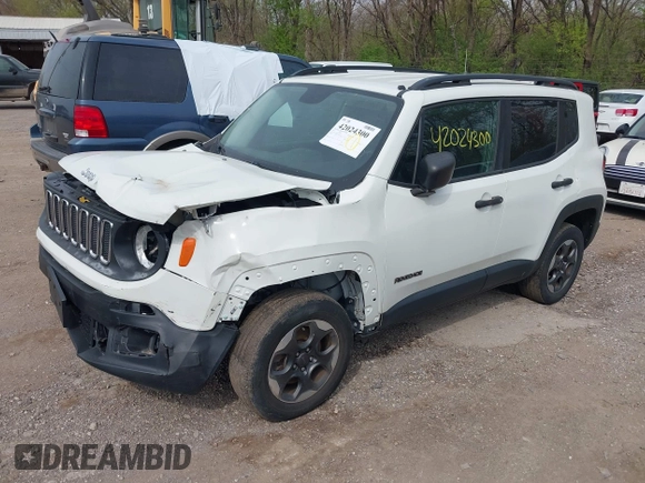 2017 Jeep Renegade Sport with VIN ZACCJBAB4HPG47710, listed as a IAAI auction lot 42024300 with 99,154 mi miles and . Bid and sale history available at carsss.com. Image 20.