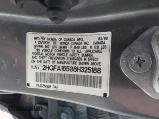2008 Honda Civic LX with VIN 2HGFA16508H325188, listed as a IAAI auction lot 42277014 with 223,849 mi miles and . Bid and sale history available at DreamBid. Image 9.