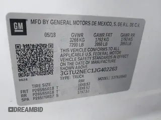 2018 GMC Sierra 1500 SLT z VIN 3GTU2NEC1JG402263, wystawiony jako IAAI lot #41786328 z przebiegiem 100 097 mil mil oraz . Historia ofert i sprzedaży dostępna na DreamBid. Obrazek 9.