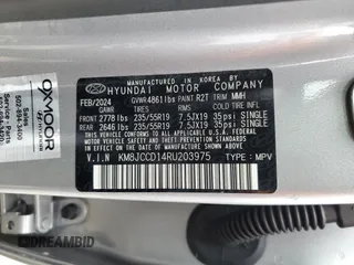 2024 Hyundai Tucson SEL Convenience with VIN KM8JCCD14RU203975, listed as a Copart auction lot 44307475 with 7,528 mi miles and Salvage Title. Bid and sale history available at carsss.com. Image 14.