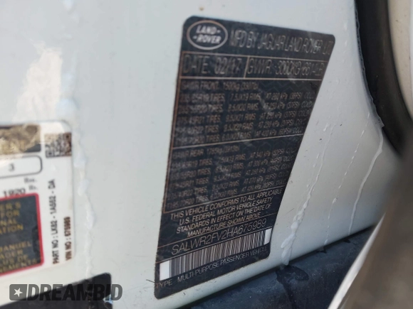 2017 Land Rover Range Rover Sport HSE with VIN SALWR2FV2HA675989, listed as a IAAI auction lot 41321839 with 95,298 mi miles and . Bid and sale history available at DreamBid. Image 9.