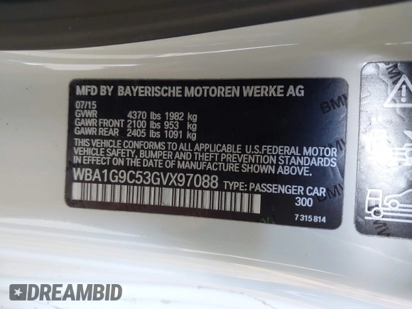 2016 BMW 2 Series 228i xDrive with VIN WBA1G9C53GVX97088, listed as a IAAI auction lot 41617710 with 72,978 mi miles and . Bid and sale history available at DreamBid. Image 9.