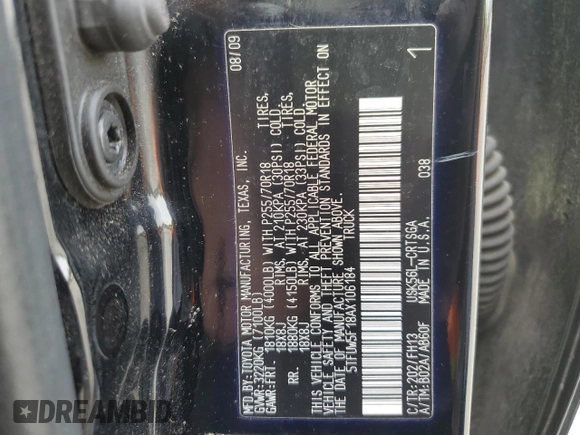 2010 Toyota Tundra z VIN 5TFUW5F18AX106184, wystawiony jako Copart lot #53307325 z przebiegiem 180 936 mil mil oraz Szkoda całkowita • Salvage title. Historia ofert i sprzedaży dostępna na DreamBid. Obrazek 14.