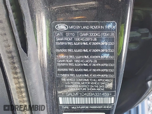 2011 Land Rover Range Rover HSE Lux с VIN SALMF1D42BA331459, выставлен на аукционе IAAI как лот 40887558 с пробегом 174 155 миль миль и . История ставок и продаж доступна на DreamBid. Изображение 9.
