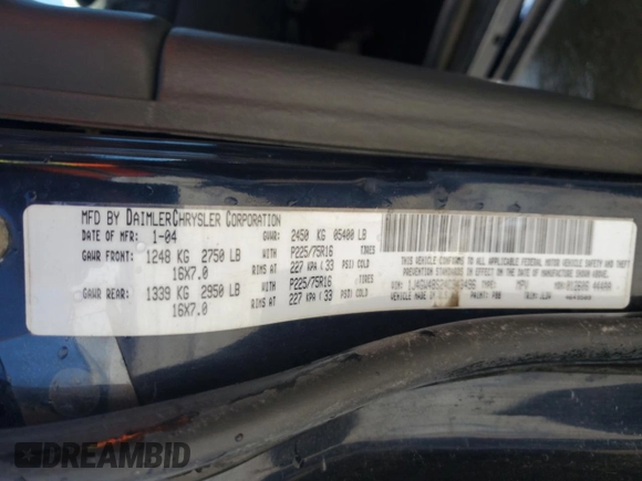 2004 Jeep Grand Cherokee Laredo with VIN 1J4GW48S24C343496, listed as a Copart auction lot 51631915 with 186,216 mi miles and Salvage Title. Bid and sale history available at carsss.com. Image 14.