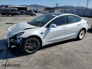 2023 Tesla Model 3 with VIN 5YJ3E1EA7PF612018, listed as a Copart auction lot 46253485 with 0 mi miles and Salvage Title. Bid and sale history available at carsss.com. Image 1.