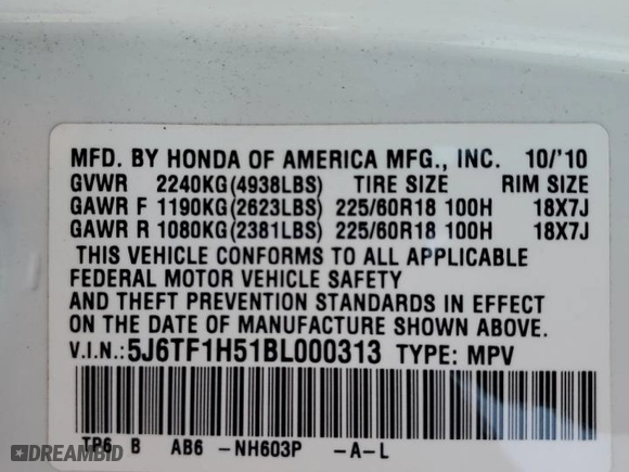 2011 Honda Accord Crosstour EX-L with VIN 5J6TF1H51BL000313, listed as a Copart auction lot 50129825 with 199,433 mi miles and Salvage Title. Bid and sale history available at carsss.com. Image 13.