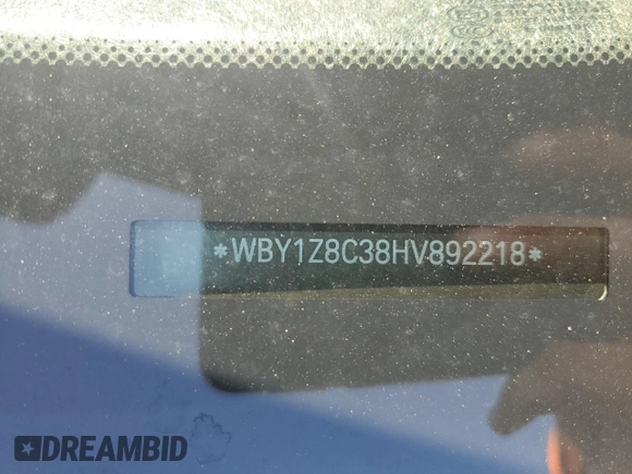 2017 BMW i3 with VIN WBY1Z8C38HV892218, listed as a Copart auction lot 59941365 with 38,313 mi miles and Salvage title. Bid and sale history available at DreamBid. Image 12.
