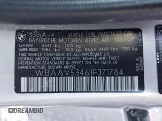 2001 BMW 3 Series 330i with VIN WBAAV53461FJ71784, listed as a Copart auction lot 46325815 with 59,714 mi miles and Salvage Title. Bid and sale history available at carsss.com. Image 12.