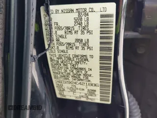 2004 Nissan Frontier XE z VIN 1N6ED29X24C421886, wystawiony jako IAAI lot #42366824 z przebiegiem 184 941 mil mil oraz . Historia ofert i sprzedaży dostępna na DreamBid. Obrazek 9.