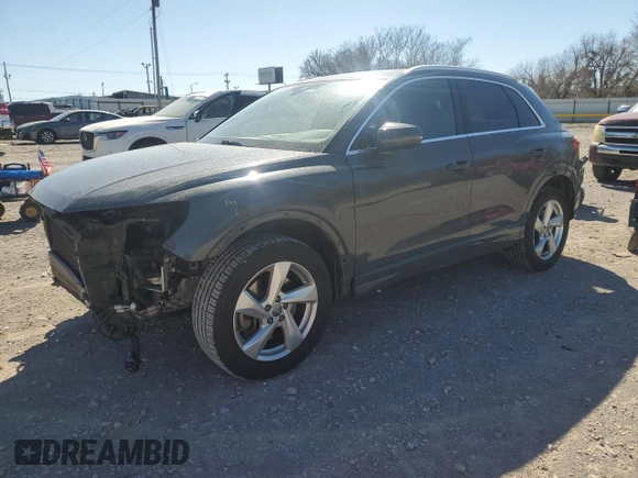 2020 Audi Q3 Premium Plus with VIN WA1BECF36L1121959, listed as a Copart auction lot 47744075 with 56,162 mi miles and Salvage Title. Bid and sale history available at carsss.com. Image 1.