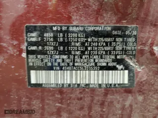2020 Subaru Outback Premium with VIN 4S4BTACC5L3215352, listed as a Copart auction lot 48101975 with 45,770 mi miles and Salvage Title. Bid and sale history available at carsss.com. Image 14.