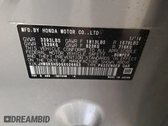 2016 Honda Fit LX z VIN JHMGK5H50GX026653, wystawiony jako Copart lot #57766675 z przebiegiem 68 656 mil mil oraz Szkody całkowita. Historia ofert i sprzedaży dostępna na DreamBid. Obrazek 12.