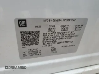 2023 Chevrolet Traverse High Country with VIN 1GNEVNKW8PJ318742, listed as a Copart auction lot 53361995 with 26,687 mi miles and Salvage title. Bid and sale history available at DreamBid. Image 14.