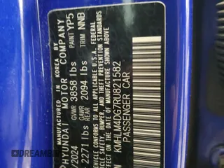 2024 Hyundai Elantra SEL z VIN KMHLM4DG7RU821582, wystawiony jako Copart lot #60502485 z przebiegiem 27 736 mil mil oraz Nie do naprawy • Non repairable. Historia ofert i sprzedaży dostępna na DreamBid. Obrazek 12.