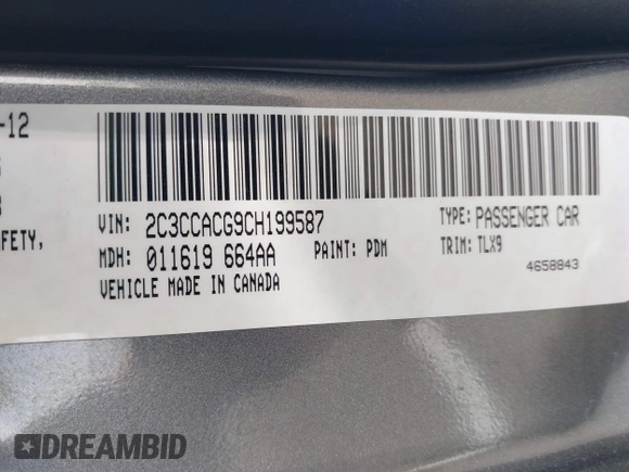 2012 Chrysler 300 Limited with VIN 2C3CCACG9CH199587, listed as a IAAI auction lot 41912142 with 158,065 mi miles. Bid and sale history available at carsss.com. Image 9.