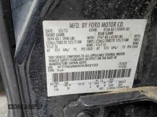 2013 Ford F-250 XL with VIN 1FT7W2B65DEB02123, listed as a Copart auction lot 55615915 with 151,892 mi miles and Salvage title. Bid and sale history available at DreamBid. Image 12.