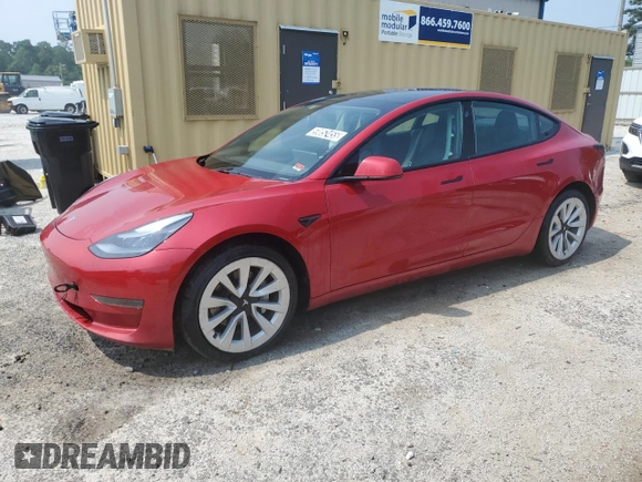 2022 Tesla Model 3 z VIN 5YJ3E1EAXNF369821, wystawiony jako Copart lot #59052455 z przebiegiem 102 568 mil mil oraz Czysty tytuł • Clean title. Historia ofert i sprzedaży dostępna na DreamBid. Obrazek 1.