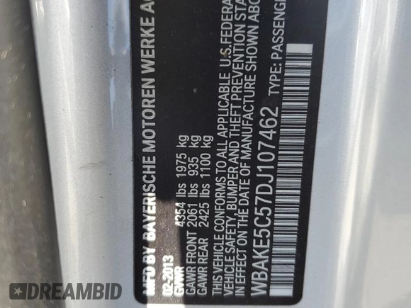 2013 BMW 3 Series 328i z VIN WBAKE5C57DJ107462, wystawiony jako Copart lot #54788605 z przebiegiem 118 763 mil mil oraz Szkoda całkowita • Salvage title. Historia ofert i sprzedaży dostępna na DreamBid. Obrazek 13.