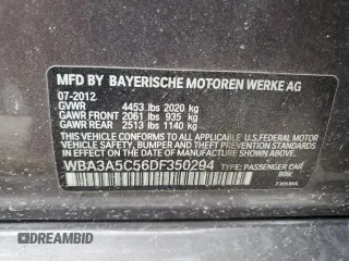 2013 BMW 3 Series 328i z VIN WBA3A5C56DF350294, wystawiony jako Copart lot #62420505 z przebiegiem 184 532 mil mil oraz Czysty tytuł • Clean title. Historia ofert i sprzedaży dostępna na DreamBid. Obrazek 13.